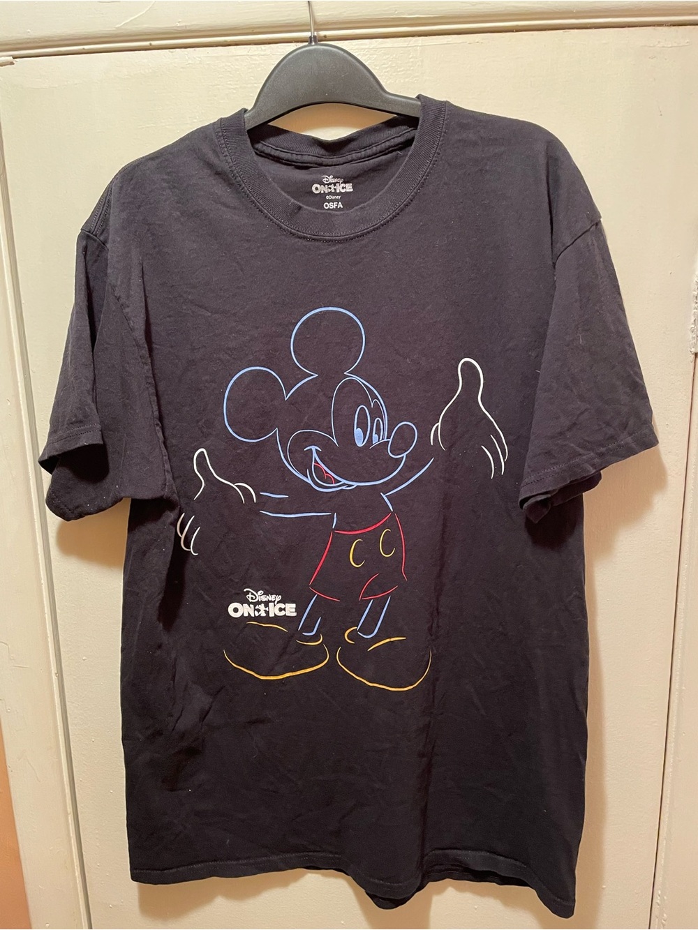 Official Disney On Ice Mickey Mouse Neon Graphic T-Shirt OSFA Black